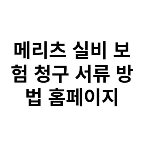 메리츠 실비 보험 청구 서류 방법 홈페이지