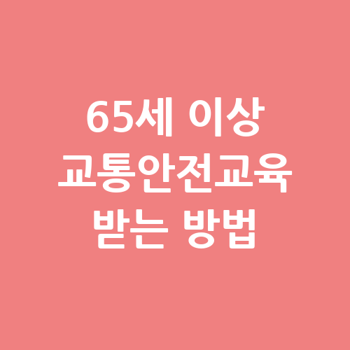 65세 이상 교통안전교육 받는 방법