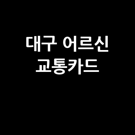 대구 어르신 교통카드 발급 혜택 안내